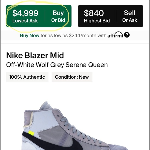 Authentic Off-White x Nike blazer Serena Williams collaboration $5000 StockX - Picture 15 of 15